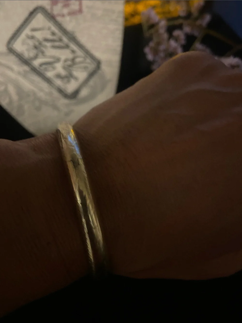 Etched sterling silver 925 Women's Bangle Bracelet